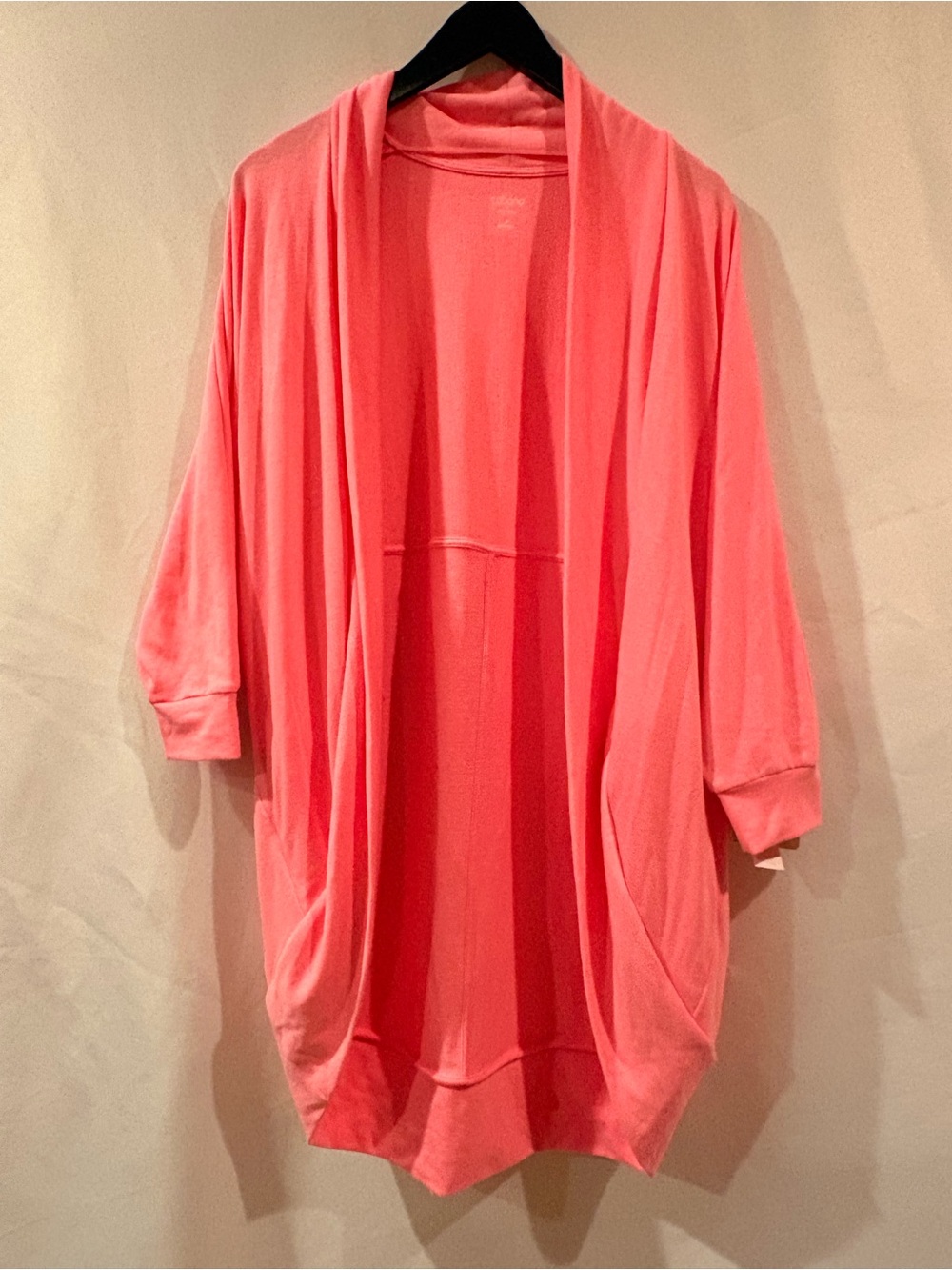 Women’s Open-Front Coral Pink Long Cardigan Sweater